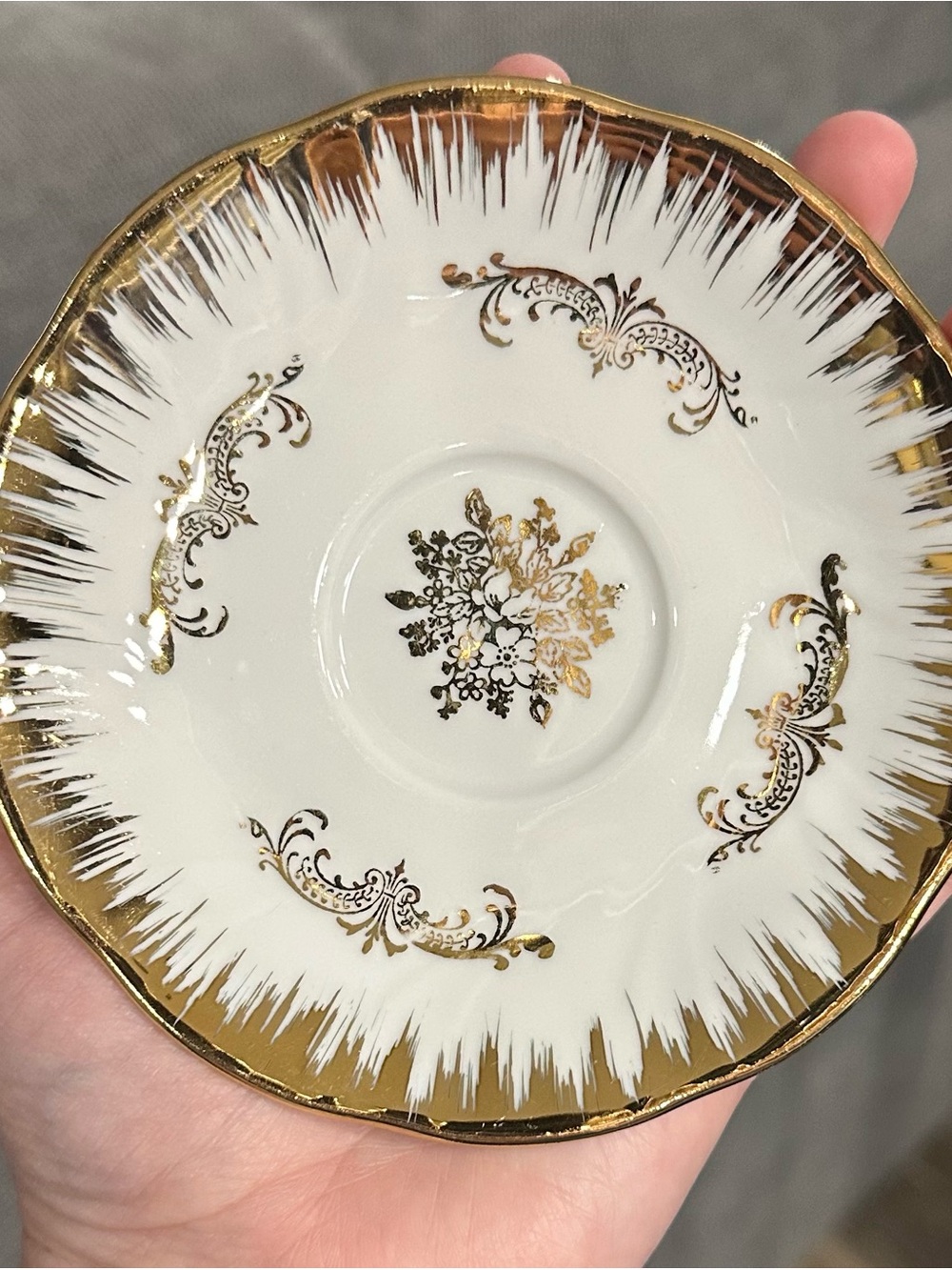 Vintage Kleiber Bavaria Porcelain Saucer 22K Gold Handarbeit Germany